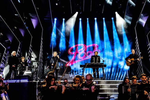 Music Concert - POOH A SANREMO Pooh live tonight at the Suzuki Stage in Sanremo an unforgettable performance featuring Roby Facchinetti, Dodi Battaglia, Red Canzian and Riccardo Fogli. during POOH A SANREMO , Music Concert in SANREMO, Italy, February 28 2026 SANREMO FESTIVAL DI SANREMO 2026 Italy Copyright: xRenataxRoattinox xLiveMediax LPM_2319696
