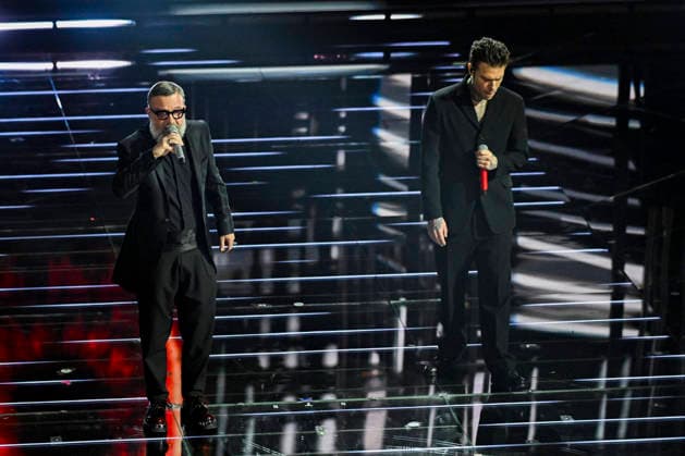 76th Italian Song Festival of Sanremo Final Evening part 2 Teatro Ariston - Sanremo, Italy Marco Masini;Fedez 76th Italian Song Festival of Sanremo Final Evening part 2 Teatro Ariston - Sanremo, Italy 28th February 2026 SGPItalia id 134399_076 Not Exclusive  Copyright: xAlfonsoxCatalano SGPx
