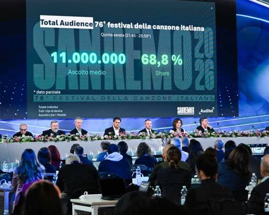 Sanremo, 76th Italian Song Festival - 2026 winners photocall. Pictured: a moment from the press conference.  Copyright: xManuelexMangiarottix xipa-agency.netx xManuelexMangiarottix IPA_Agency_IPA72211442