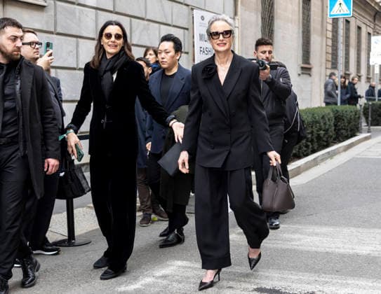 ARMANI - Guest arrivals - Milan Fashion Week - Womenswear Fall Winter 2026 2027 MILAN, ITALY - FEBRUARY 28: Andie MacDowell arrives to Armani fashion show during the Milan Womenswear Fall Winter 2026 2027 Fashion Week on March1st, 2026 in Milan, Italy. Photo by Marco Piovanotto Abacapress.com  Copyright: xPiovanottoxMarco ABACAx