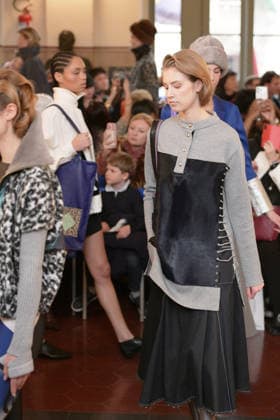 March 1, 2026, Milan, Lombardy, Italy: A model walks the runway during the FRANCESCA LIBERATORE Fall Winter 2026 27 fashion show as part of Milan Women s Fashion Week in Milan on March 1, 2026. Milan Italy  - ZUMAp285 20260301_zep_p285_064 Copyright: xGennaroxPiscopox