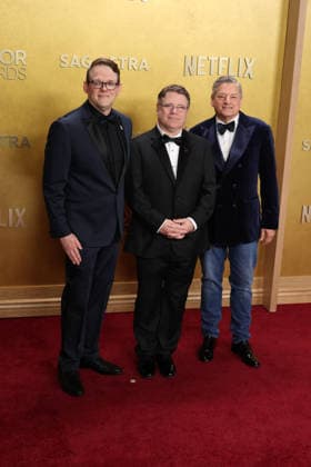 32nd Annual Actor Awards guest, Sean Astin and Ted Sarandos at the 32nd Annual Actor Awards presented by SAG-AFTRA (formerly Screen Actors Guild Awards) held at the Shrine Auditorium and Expo Hall on March 1, 2026 in Los Angeles, California, United States., Credit:Xavier Collin Avalon USA, Los Angeles  Copyright: xXavierxCollinx xAvalonx 1079433940