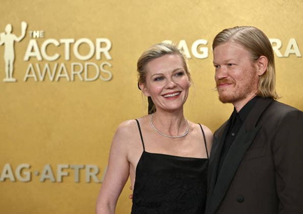 Kirsten Dunst and Jesse Plemons attend the 32nd annual Actor Awards (formerly the SAG Awards) held at the Shrine Auditorium in Los Angeles on Sunday, March 1, 2026.  LAP20260301692 CHRISxCHEW