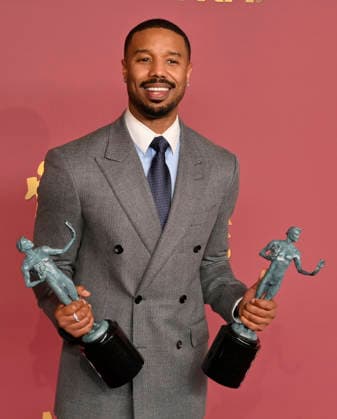 Entertainment Themen der Woche Michael B. Jordan, winner of the Outstanding Performance by a Male Actor in a Leading Role and Outstanding Performance by a Cast in a Motion Picture for Sinners, appears backstage during the 32nd annual SAG Awards held at the Shrine Auditorium in Los Angeles on Sunday, March 1, 2026.  LAP20260301141 JIMxRUYMEN