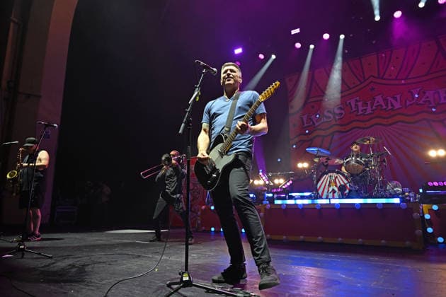 Less Than Jake performing at Brixton Academy LONDON, ENGLAND - MARCH 01: Peter JR Wasilewski, Buddy Goldfinger Schaub, Chris DeMakes and Matt Yonker of ˜Less Than Jake™ performing at Brixton Academy on March 01, 2026 in London, England. CAP MAR MAR Great Britain Copyright: xMartinxHarris CapitalxPicturesx