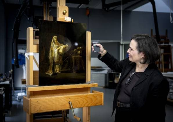 Researchers explain the newly discovered 1633 work The Vision of Zechariah in the Temple by painter Rembrandt van Rijn in the studio building of the Rijksmuseum. KOEN VAN WEEL ANP netherlands out - belgium out  Copyright: xx x552223240x originalFilename: 552223240.jpg
