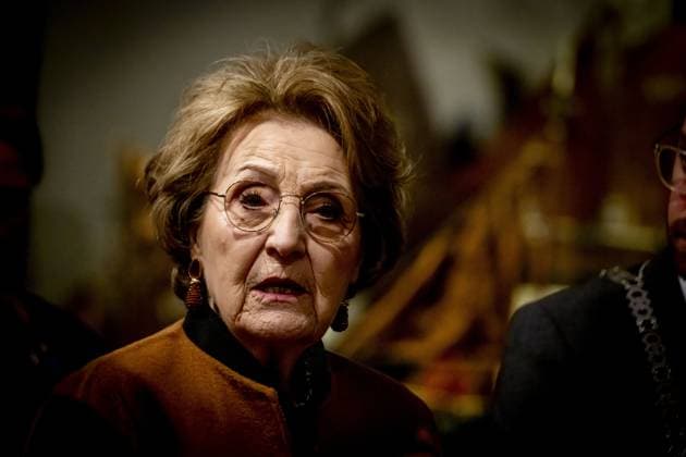 KATWIJK - Princess Margriet visits the exhibition Sailing for Freedom at the Katwijk Museum. The exhibition highlights the history of the Dutch merchant navy. Historical objects, images, and personal stories illustrate the conditions under which merchant navy personnel sailed and the role they played in supplying the Allies. ROBIN UTRECHT ANP netherlands out - belgium out  Copyright: xx x552240666x originalFilename: 552240666.jpg