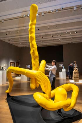 March 2, 2026, London, London, UK: LONDON, UK. An art handler with Gold Cup Maradona by Sarah Lucas (Estimate Ã‚Â£300,000 - Ã‚Â£400,000) at a preview of Bonhams 20th & 21st Century Art sale. Lots will be auctioned at BonhamsÃ¢â‚¬â ¢ New Bond Street galleries on 6 March. London UK  - ZUMAl94_ 20260302_zaf_l94_027 Copyright: xStephenxChungx