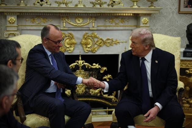 President Donald Trump and German Chancellor Friedrich Merz hold a bilateral meeting in the Oval Office at the White House in Washington, DC on Tuesday, March 3, 2026. Trump is meeting with the German Chancellor just days after the U.S. and Israel launched widespread attacks on Iran, killing Iran s Supreme Leader Ayatollah Ali Khamenei and other senior leaders in air strikes across the region.  WASP20260303102 SamuelxCorum