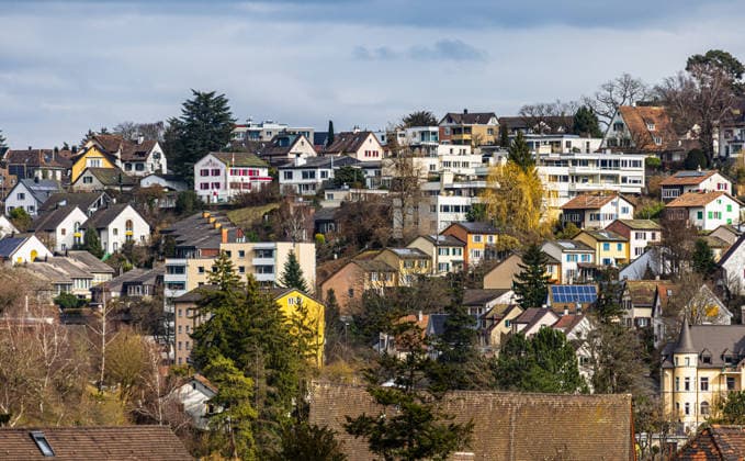 City of Schaffhausen Flurlingen, Switzerland, 1st Mar 2026: View of the Buchthalen district in Schaffhausen, where numerous properties of different types are located. (Photo by Andreas Haas dieBildmanufaktur) *** City of Schaffhausen Flurlingen, Switzerland, 1st Mar 2026 View of the Buchthalen district in Schaffhausen, where numerous properties of different types are located Photo by Andreas Haas dieBildmanufaktur