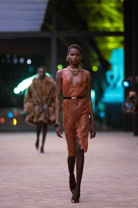 PFW - Saint Laurent Runway A model presents a creation for Saint Laurent for the Women s Ready to Wear Fall Winter 2026-2027 collection fashion show as part of the Paris Women Fashion Week (PFW), in Paris, on March 3, 2026. Photo by Alexis Jumeau ABACAPRESS.COM Paris France  Copyright: xJumeauxAlexis ABACAx