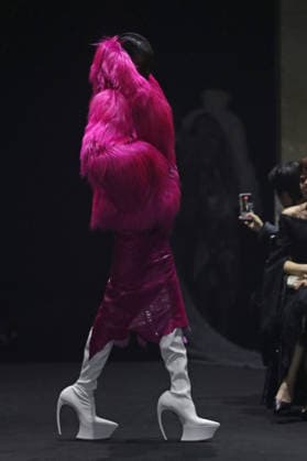 PFW - Matieres Fecales Runway A model walks the runway during the Matieres Fecales Womenswear Fall Winter 2026-2027 show as part of Paris Fashion Week on March 03, 2026 in Paris, France. Photo by Alain Gil Gonzalez ABACAPRESS.COM Paris France  Copyright: xGonzalezxAlain-Gil ABACAx