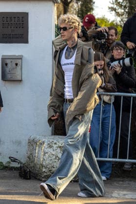 PFW Stella McCartney Outside Arrivals NB Machine Gun Kelly arrived at the Stella McCartney Womenswear Fall Winter 2026-2027 show as part of Paris Fashion Week on March 04, 2026 in Paris, France. Photo by Nasser Berzane ABACAPRESS.COM Paris France  Copyright: xBerzanexNasser ABACAx