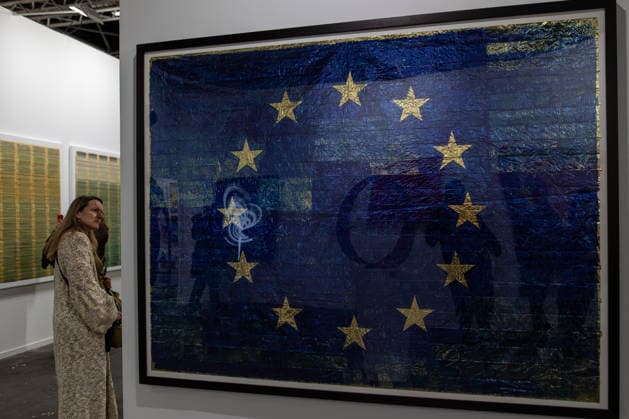 Opening of ARCO (Spain s International Contemporary Art Fair) in Madrid, Spain - 04 Mar 2026 An European Union flag seen displayed as a work of art during the opening of ARCO (Spain s International Contemporary Art Fair) at its 45th edition at the IFEMA exhibition center. Madrid Spain Copyright: xDavidxCanalesx xSOPAxImagesx DCARCO260304-51