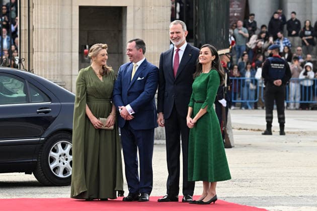 The King and Queen receive with honors the Grand Dukes of Luxembourg at the Royal Palace Stéphanie de Lannoy, William V of Luxembourg, King Felipe VI and Queen Letizia during the reception at the Royal Palace, on March 5, 2026, in Madrid Spain The Grand Dukes of Luxembourg began their reign in October last year, following the abdication of Henry of Luxembourg in favor of his son KING DUCHESSES OF LUXEMBOURG José Madrid Madrid Madrid Madrid Spain  Copyright: xJosÃ xOlivax 7340179