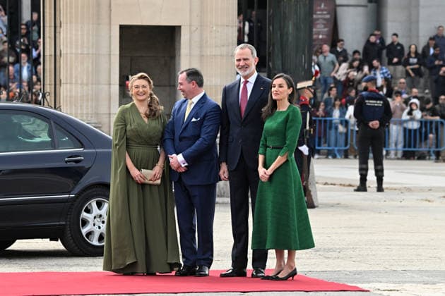 The King and Queen receive with honors the Grand Dukes of Luxembourg at the Royal Palace Stéphanie de Lannoy, William V of Luxembourg, King Felipe VI and Queen Letizia during the reception at the Royal Palace, on March 5, 2026, in Madrid Spain The Grand Dukes of Luxembourg began their reign in October last year, following the abdication of Henry of Luxembourg in favor of his son KING DUCHESSES OF LUXEMBOURG José Madrid Madrid Madrid Madrid Spain  Copyright: xJosÃ xOlivax 7340180