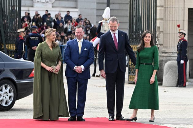 The King and Queen receive with honors the Grand Dukes of Luxembourg at the Royal Palace Stéphanie de Lannoy, William V of Luxembourg, King Felipe VI and Queen Letizia during the reception at the Royal Palace, on March 5, 2026, in Madrid Spain The Grand Dukes of Luxembourg began their reign in October last year, following the abdication of Henry of Luxembourg in favor of his son KING DUCHESSES OF LUXEMBOURG José Madrid Madrid Madrid Madrid Spain  Copyright: xJosÃ xOlivax 7340181