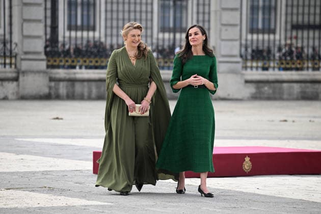 The King and Queen receive with honors the Grand Dukes of Luxembourg at the Royal Palace Stéphanie de Lannoy and Queen Letizia during the reception at the Royal Palace, on March 5, 2026, in Madrid Spain The Grand Dukes of Luxembourg began their reign in October last year, following the abdication of Henry of Luxembourg in favor of his son KINGDOM DUCHES LUXEMBOURG José Madrid Madrid Madrid Spain  Copyright: xJosÃ xOlivax 7340209