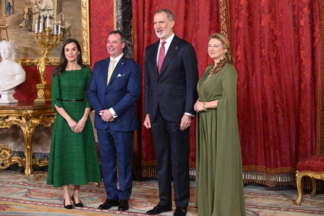 Queen Letizia, Guillermo V of Luxembourg, King Felipe VI and Stéphanie de Lannoy during the reception held before the lunch held at the Royal Palace, on March 5, 2026, in Madrid, Spain.  Copyright: xJosÃ xOlivax 7340516