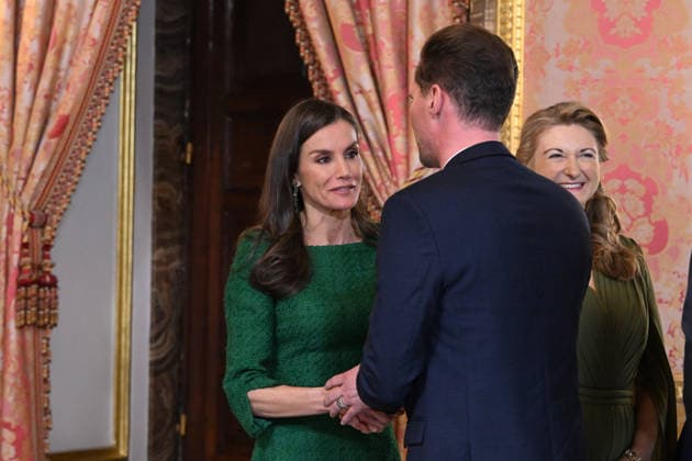 The King and Queen offer a lunch in honor of the Grand Dukes of Luxembourg at the Royal Palace Queen Letizia and Stéphanie de Lannoy during the reception held before the lunch held at the Royal Palace, on March 5, 2026, in Madrid Spain  Copyright: xJosÃ xOlivax 7340536