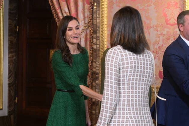 The King and Queen of Spain host a lunch in honor of the Grand Dukes of Luxembourg at the Royal Palace Queen Letizia and Ana Botín during the reception held before the lunch held at the Royal Palace, on March 5, 2026, in Madrid Spain  Copyright: xJosÃ xOlivax 7340541