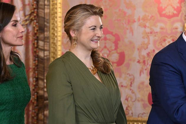 The King and Queen offer a lunch in honor of the Grand Dukes of Luxembourg at the Royal Palace Queen Letizia and Stéphanie de Lannoy during the reception held before the lunch held at the Royal Palace, on March 5, 2026, in Madrid Spain  Copyright: xJosÃ xOlivax 7340542
