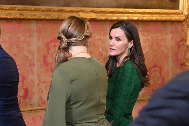 The King and Queen offer a lunch in honor of the Grand Dukes of Luxembourg at the Royal Palace Stéphanie de Lannoy and Queen Letizia during the reception held before the lunch held at the Royal Palace, on March 5, 2026, in Madrid Spain  Copyright: xJosÃ xOlivax 7340550