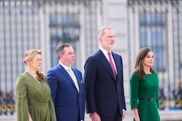 Spanish Royals attends the Official Reception to Grand Duke of Luxembourg and wife King Felipe VI of Spain, Queen Letizia of Spain, Guillaume V, Grand Duke of Luxembourg, Stephanie Marie Claudine Christine de Lannoy, Grand Duchess of Luxembourg attends the Official Reception to Grand Duke of Luxembourg at Royal Palace on March 5, 2026 in Madrid, Spain Photo by IMAGO MPG Madrid Royal Palace Madrid Spain  Copyright: xMPGx