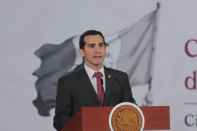 Rommel Pacheco, Director General of the National Commission for Physical Culture and Sports (CONADE) speaks during a briefing on the contest Represent Mexico at the Opening of the 2026 FIFA World Cup, through the so-called President s ticket at National Palace. on March 5, 2026 in Mexico City, Mexico. Mexico City Mexico  - ZUMAe321 20260305_zia_e321_003 Copyright: xCarlosxSantiagox