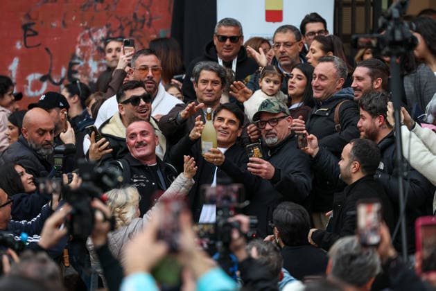 Naples, March 5, 2026 - Sal Da Vinci celebrates in his hometown of Mergellina after winning the Sanremo Music Festival (NeaPhoto)  Copyright: xNapolipressx xipa-agency.netx xNapolipressx IPA_Agency_IPA72422197