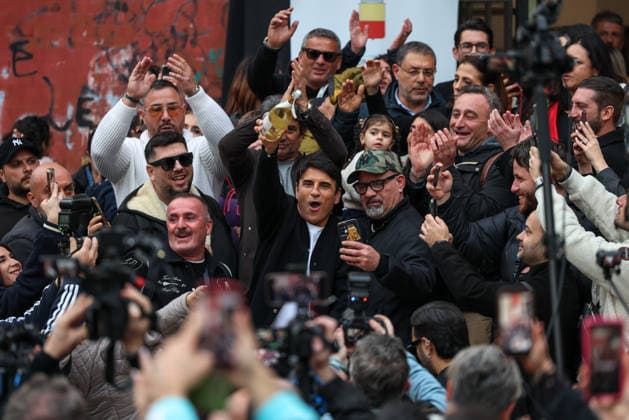 Naples, March 5, 2026 - Sal Da Vinci celebrates in his hometown of Mergellina after winning the Sanremo Music Festival (NeaPhoto)  Copyright: xNapolipressx xipa-agency.netx xNapolipressx IPA_Agency_IPA72422202