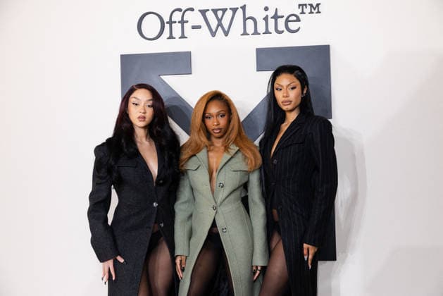 PFW - Off White Photocall Jorja Douglas, Stella Quaresma and Renee Downer of band FLO attends the Off-White Womenswear Fall Winter 2026-2027 show as part of Paris Fashion Week (PFW) on March 5, 2026 in Paris, France. Photo by Alexis Jumeau ABACAPRESS.COM Paris France  Copyright: xJumeauxAlexis ABACAx