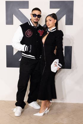 PFW - Off White Photocall Miguel Harichi and Leah Kateb attends the Off-White Womenswear Fall Winter 2026-2027 show as part of Paris Fashion Week (PFW) on March 5, 2026 in Paris, France. Photo by Alexis Jumeau ABACAPRESS.COM Paris France  Copyright: xJumeauxAlexis ABACAx