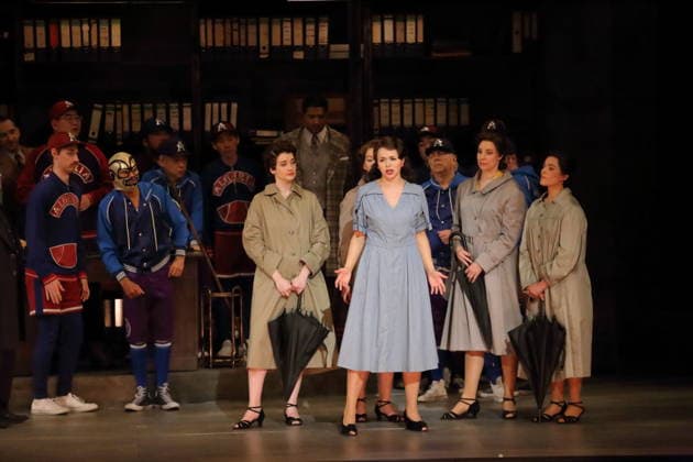 Nadezhda Karyazina (mittig als Isabella) und Ensemble während der Fotoprobe für L Italiana in Algeri in der Deutschen Oper in Berlin, 5. März 2026. Dramma giocoso per musica in zwei Akten von Gioacchino Rossini. Musikalische Leitung Alessandro De Marchi. Inszenierung Rolando Villazon. Bühne Harald Thor. Kostüme Brigitte Reiffenstuel. Premiere ist am 8. März 2026. Deutsche Oper Berlin L Italiana in Algeri