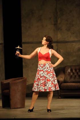Nadezhda Karyazina (als Isabella) während der Fotoprobe für L Italiana in Algeri in der Deutschen Oper in Berlin, 5. März 2026. Dramma giocoso per musica in zwei Akten von Gioacchino Rossini. Musikalische Leitung Alessandro De Marchi. Inszenierung Rolando Villazon. Bühne Harald Thor. Kostüme Brigitte Reiffenstuel. Premiere ist am 8. März 2026. Deutsche Oper Berlin L Italiana in Algeri