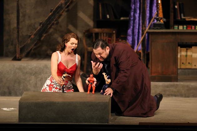 Nadezhda Karyazina (als Isabella) und Misha Kiria (als Taddeo) während der Fotoprobe für L Italiana in Algeri in der Deutschen Oper in Berlin, 5. März 2026. Dramma giocoso per musica in zwei Akten von Gioacchino Rossini. Musikalische Leitung Alessandro De Marchi. Inszenierung Rolando Villazon. Bühne Harald Thor. Kostüme Brigitte Reiffenstuel. Premiere ist am 8. März 2026. Deutsche Oper Berlin L Italiana in Algeri