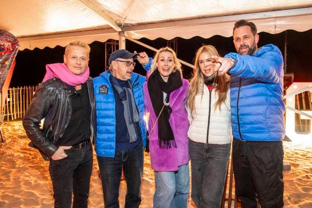 abb Roman Knizka, Wolfgang Stumph, Franziska Hippe, Nina Ensmann und Matthias Killing zu Gast am Strand bei 10.Jahre Baltic Lights 2026 Promi Charity Schlittenhunderennen zu Gunsten der Welthungerhilfe an der Ostsee zwischen der Seebruecke Ahlbeck und der Seebruecke Heringsdorf , Freitag 06.03.2026 in Heringsdorf MV Deutschland