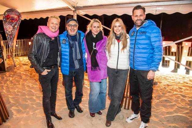abb Roman Knizka, Wolfgang Stumph, Franziska Hippe, Nina Ensmann und Matthias Killing zu Gast am Strand bei 10.Jahre Baltic Lights 2026 Promi Charity Schlittenhunderennen zu Gunsten der Welthungerhilfe an der Ostsee zwischen der Seebruecke Ahlbeck und der Seebruecke Heringsdorf , Freitag 06.03.2026 in Heringsdorf MV Deutschland