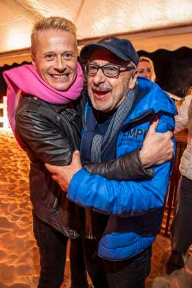 abb Roman Knizka und Wolfgang Stumph zu Gast am Strand bei 10.Jahre Baltic Lights 2026 Promi Charity Schlittenhunderennen zu Gunsten der Welthungerhilfe an der Ostsee zwischen der Seebruecke Ahlbeck und der Seebruecke Heringsdorf , Freitag 06.03.2026 in Heringsdorf MV Deutschland