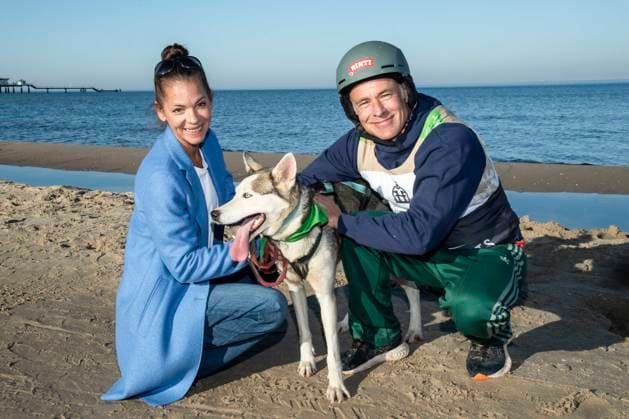 abb Katja Woywood und Marco Girnth zu Gast am Strand bei 10.Jahre Baltic Lights 2026 Promi Charity Schlittenhunderennen zu Gunsten der Welthungerhilfe an der Ostsee zwischen der Seebruecke Ahlbeck und der Seebruecke Heringsdorf , Freitag 06.03.2026 in Heringsdorf MV Deutschland