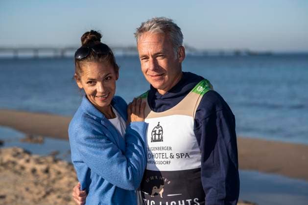 abb Katja Woywood und Marco Girnth zu Gast am Strand bei 10.Jahre Baltic Lights 2026 Promi Charity Schlittenhunderennen zu Gunsten der Welthungerhilfe an der Ostsee zwischen der Seebruecke Ahlbeck und der Seebruecke Heringsdorf , Freitag 06.03.2026 in Heringsdorf MV Deutschland