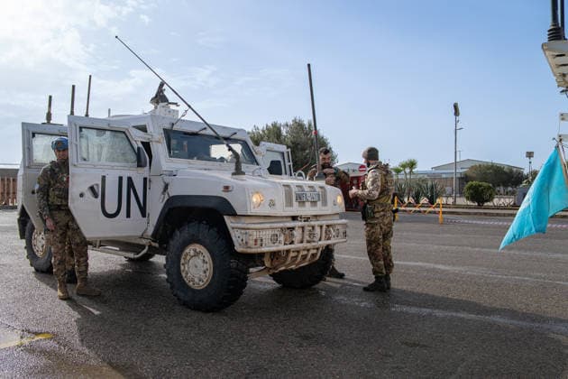 UNIFIL Patrol Southern Lebanon UN peacekeepers prepare vehicles before departing from a United Nations Interim Force in Lebanon (UNIFIL) base in Chaama, southern Lebanon on February 22, 2026. UNIFIL operates in the area between the Litani River and the Blue Line in accordance with United Nations Security Council Resolution 1701 adopted in 2006. Chaama South Governorate Lebanon Copyright: xSilviaxCasadeix