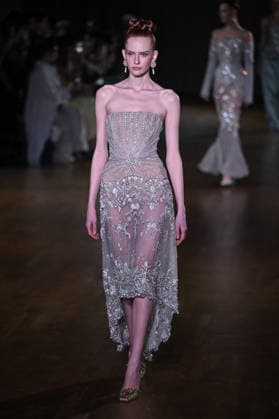 PFW Georges Hobeika Runway A model walks the runway at the Georges Hobeika show during Fashion Week in Paris, France on March 7, 2026. Photo by Julien Reynaud APS-Medias ABACAPRESS.COM Paris France  Copyright: xReynaudxJulien APS-Medias ABACAx