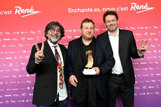 The 15th René du Cinéma Awards Ceremony BRUSSELS, BELGIUM - MARCH 07 : Meilleur son : Philippe Charbonnel, Bertrand Boudaud, Gurwal Coic-Gallas (Flow) pictured during the 15th René du Cinéma Awards Ceremony on March 7, 2026 in Brussels, Belgium, 07 03 2026 Brussels Belgium  Copyright: xDidierxLebrunx