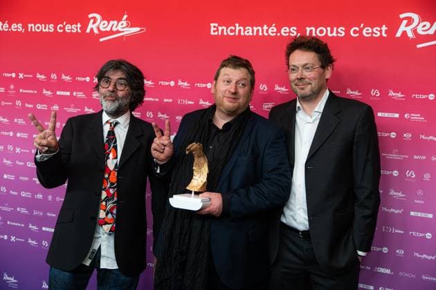 Bertrand Boudaud, Philippe Charbonnel and Gurwal Coic-Gallas (Flow) receives a Rene award for Best Sound at the 15th edition of the Rene du Cinema film awards ceremony, Saturday 07 March 2026, in Brussels. The awards are rewarded to movies of Belgian French-speaking producers.  EMILExWINDAL 166798758