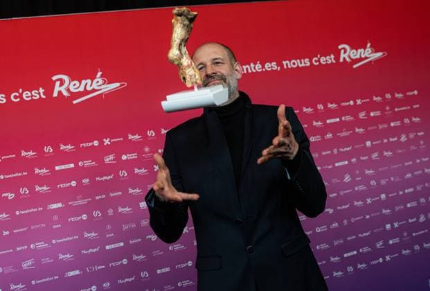Winner of the Best Cinematography, Manu Dacosse (Reflet dans un diamant mort) pictured playing with his trophy at the 15th edition of the Rene du Cinema film awards ceremony, Saturday 07 March 2026, in Brussels. The awards are rewarded to movies of Belgian French-speaking producers.  EMILExWINDAL 166798851