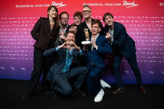 Baraki s team winner of the best serie award poses for the photographer at the 15th edition of the Rene du Cinema film awards ceremony, Saturday 07 March 2026, in Brussels. The awards are rewarded to movies of Belgian French-speaking producers.  EMILExWINDAL 166801334