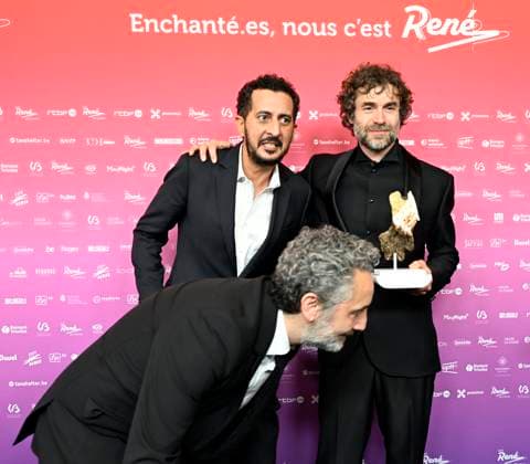 The 15th René du Cinéma Awards Ceremony BRUSSELS, BELGIUM - MARCH 08 : Mourade Zeguendi & Nader Boussandel & Meilleur acteur : Yannick Renier dans Reflet dans un diamant mort pictured during the 15th René du Cinéma Awards Ceremony on March 8, 2026 in Brussels, Belgium, 08 03 2026 Brussels Belgium  Copyright: xDidierxLebrunx