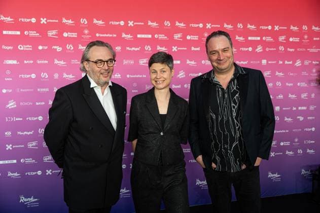 Francois Touwaide, Delvaux academy s secretary general Kassandra Decloux and Jean-Yves Roubin, Delvaux academy s president pose for the photographer before the 15th edition of the Rene du Cinema film awards ceremony, Saturday 07 March 2026, in Brussels. The awards are rewarded to movies of Belgian French-speaking producers.  EMILExWINDAL 166821602