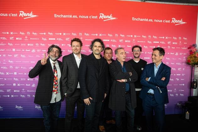 Nominee for Best Foreign Film in Co-Production, Flow team poses for the photographer before the 15th edition of the Rene du Cinema film awards ceremony, Saturday 07 March 2026, in Brussels. The awards are rewarded to movies of Belgian French-speaking producers.  EMILExWINDAL 166821823